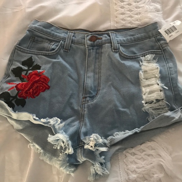 Vibrant Pants - NWT Embroidered Jean Shorts
